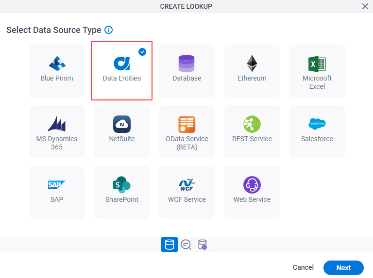 Select Data Entities