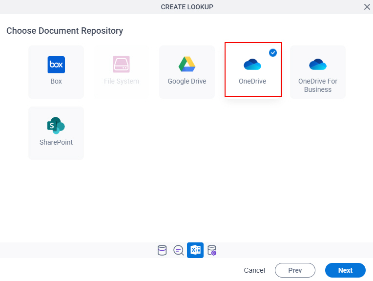 Choose Document Repository screen