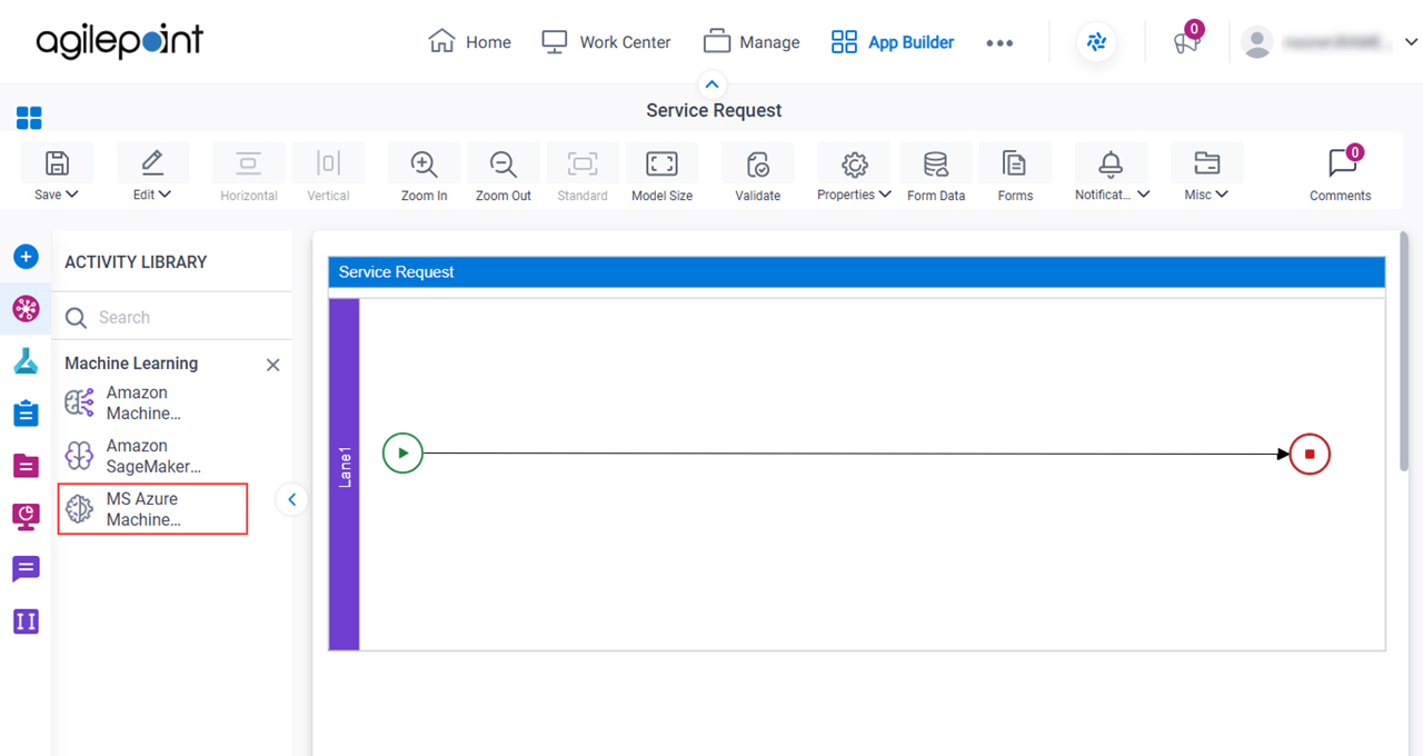 Process Activities for MS Azure Machine Learning tab 