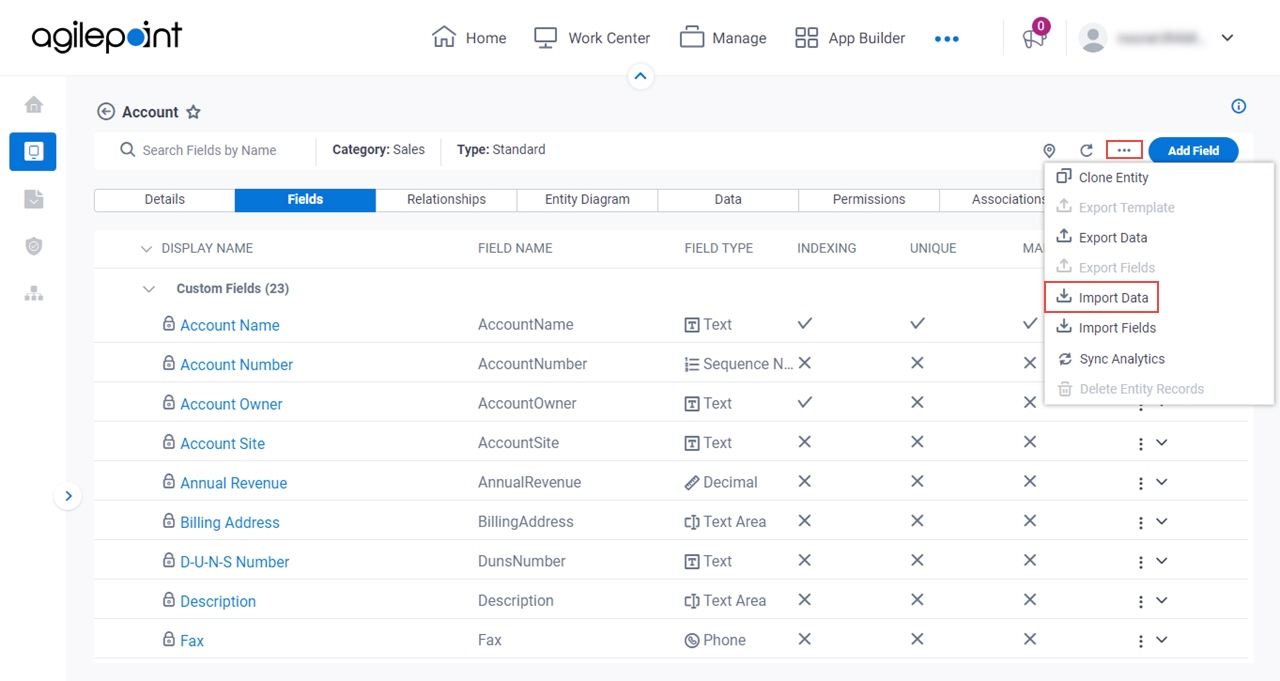 Click Import Data