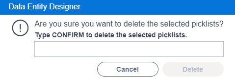 Delete Picklists screen