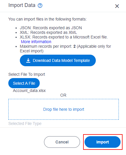 Click Import