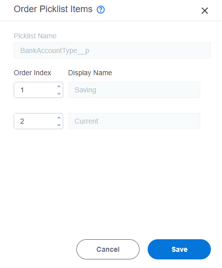 Order Picklist Items screen