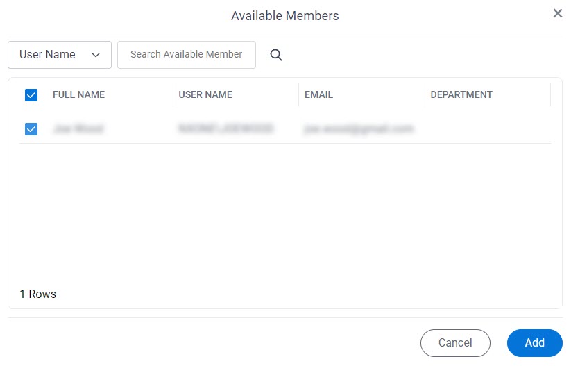 Available Members screen