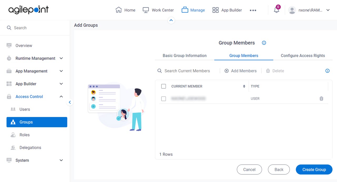 Add Group Group Members tab