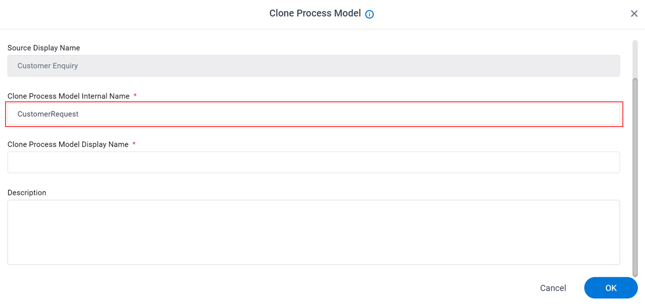 Clone Process Model Internal Name