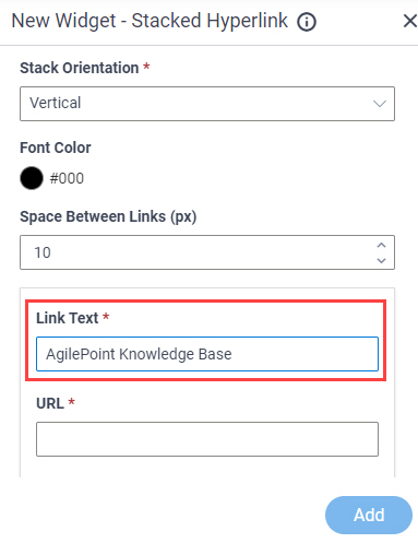 Stacked Hyperlink Widget Link Text