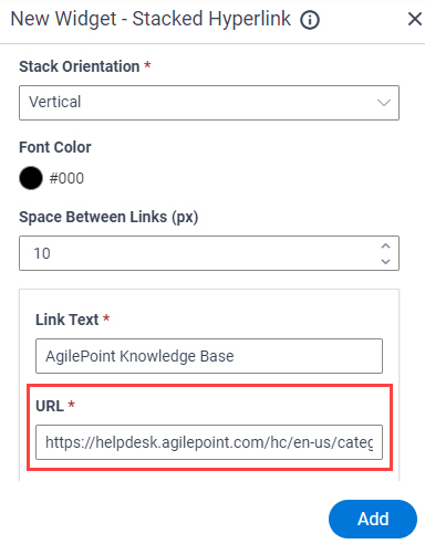 Stacked Hyperlink Widget URL