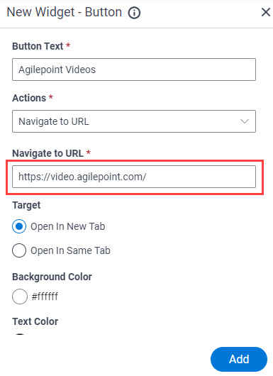 Button Widget URL field