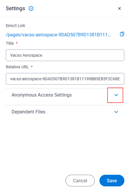 Expand Anonymous Access Settings