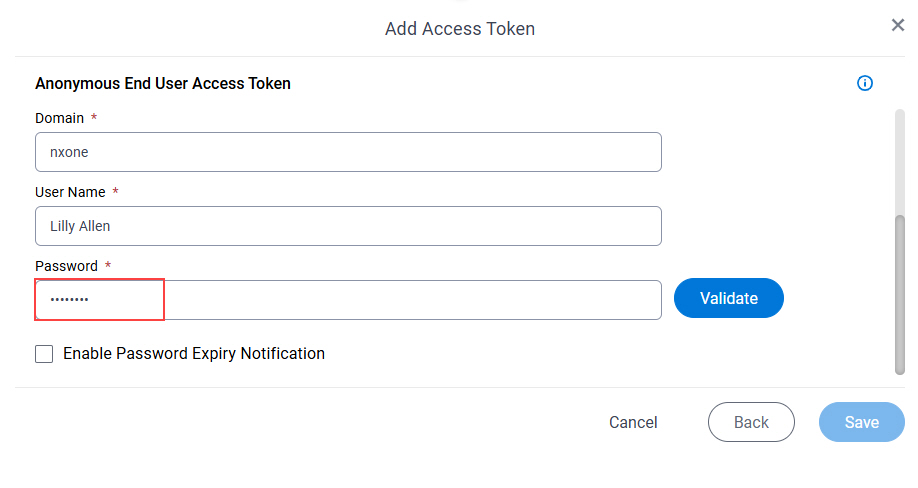 Global Access Tokens password