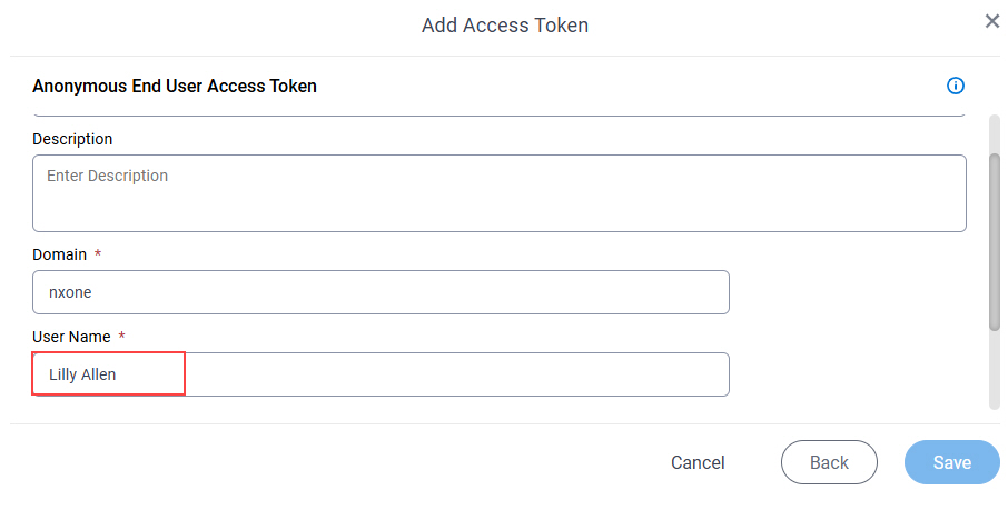 Global Access Tokens UserName