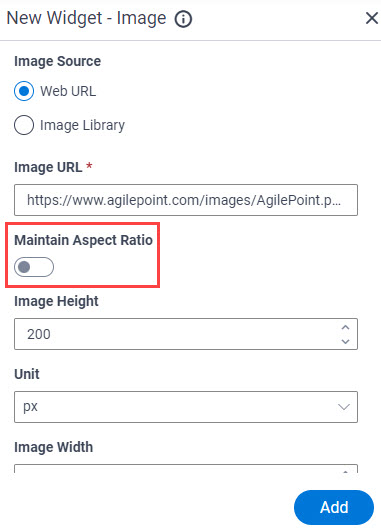 Image Widget Aspect Ratio field