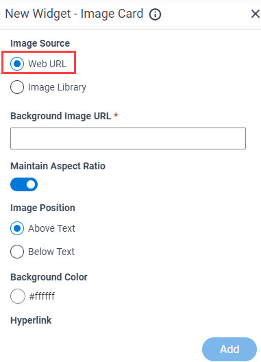 New Image Card Widget Web URL