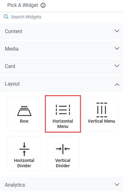 Horizontal Menu Widget