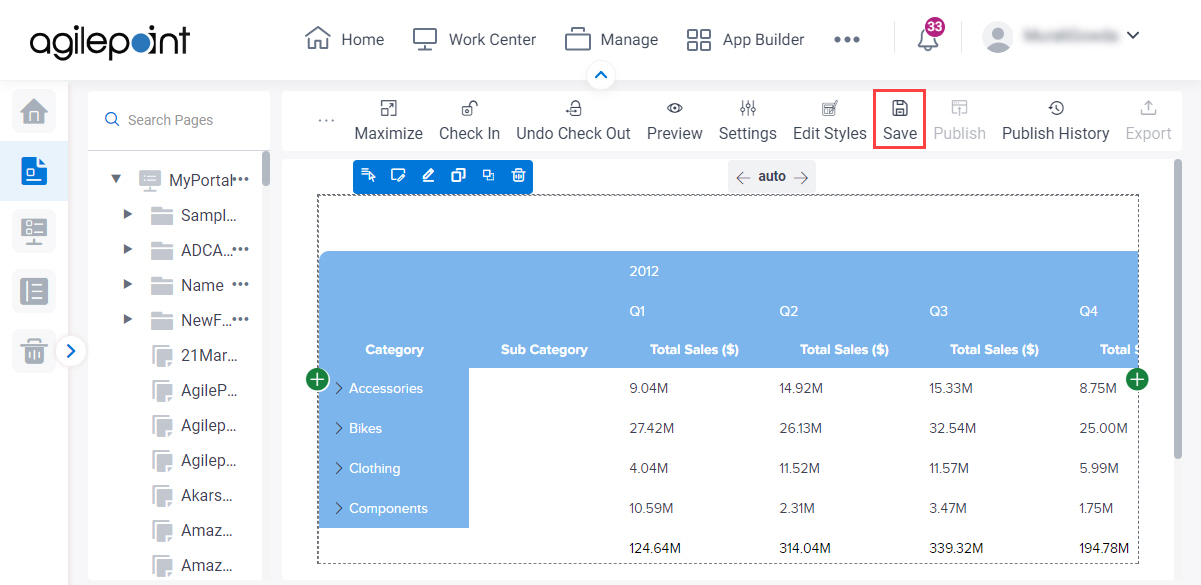 Save Report Part Widget