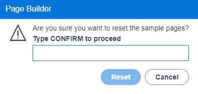 Reset Sample Pages screen