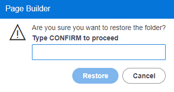 Restore Folder screen