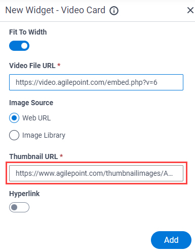 Video Card Widget Thumbnail URL