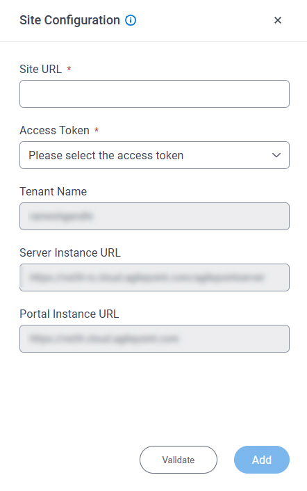 Site Configuration screen