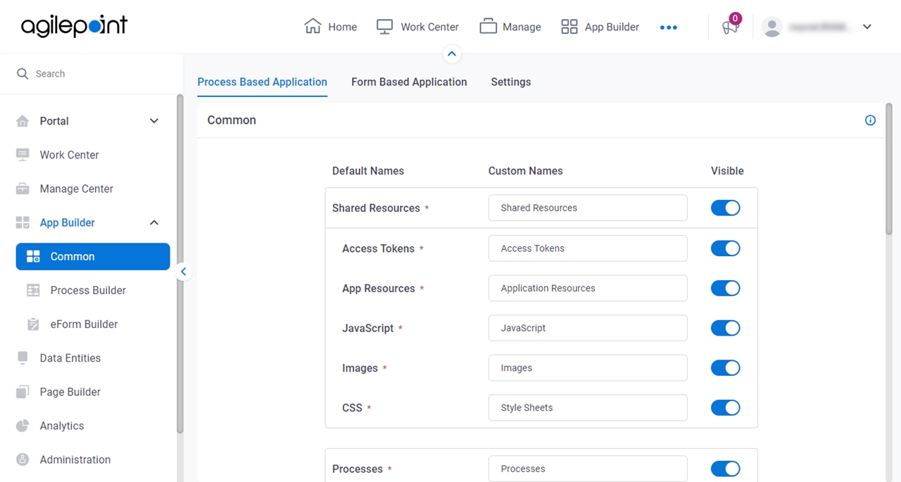 Process based Application tab