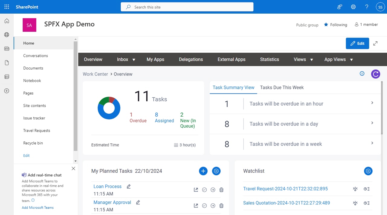 Shows AgilePoint Nx Portal