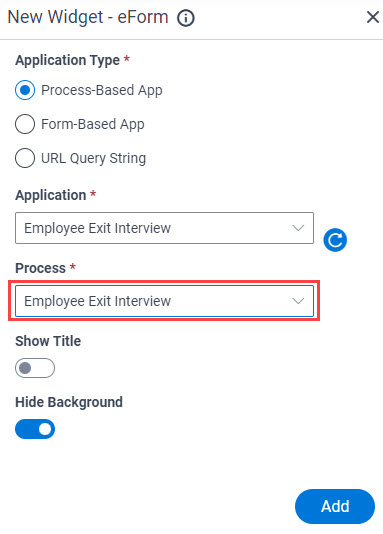 Eform Widget Process field