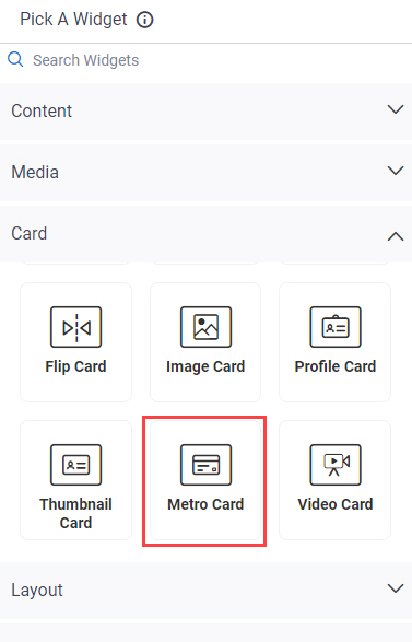 Metro Card Widget