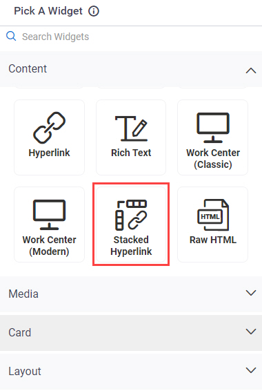 Stacked Hyperlink Widget
