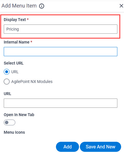 Add Menu Item Pricing field