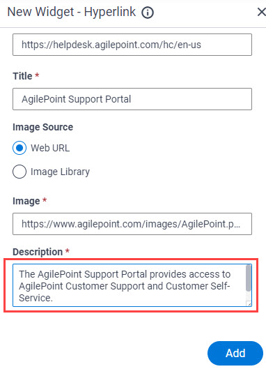 Hyperlink Widget Descropition field