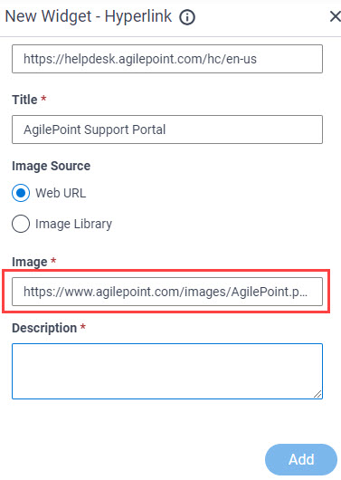 Hyperlink Widget Image field