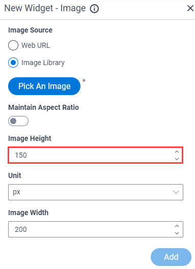 Image Widget Height field