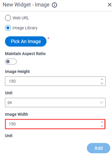 Image Widget Width field