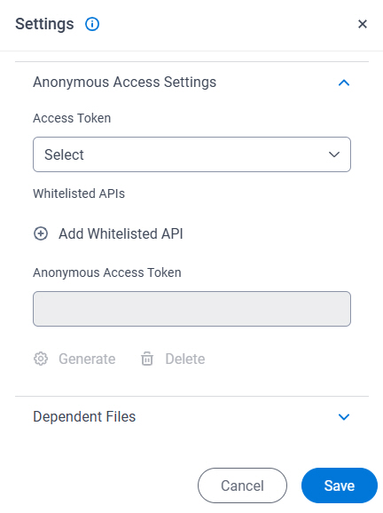 Anonymous Access Settings tab