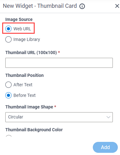 New Thumbnail Card Widget Web URL