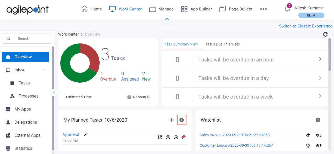 Click Manage Planned Tasks