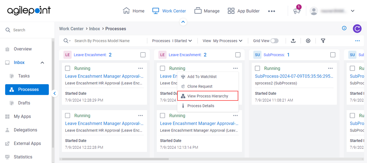 Click View Process Hierarchy