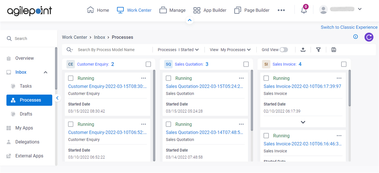 Processes screen