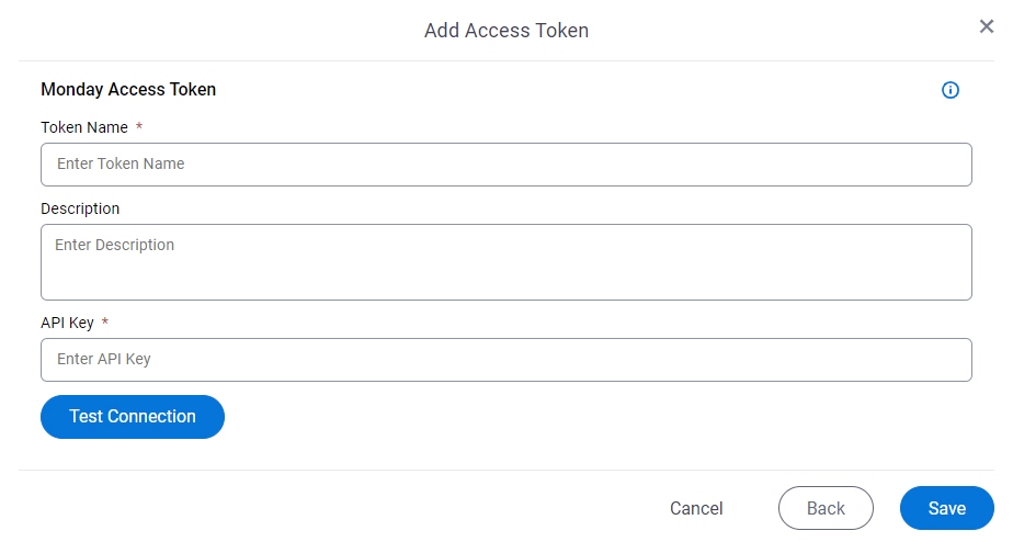 Monday Access Token Configuration screen