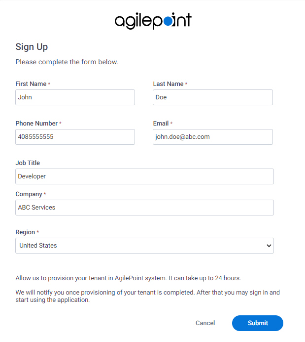 Sign Up screen