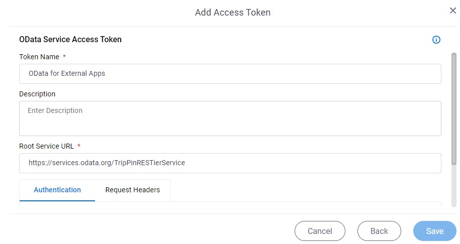 OData Service Access Token Configuration screen