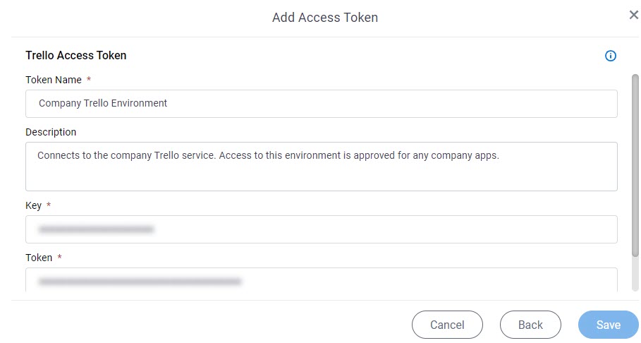 Trello Access Token Configuration screen