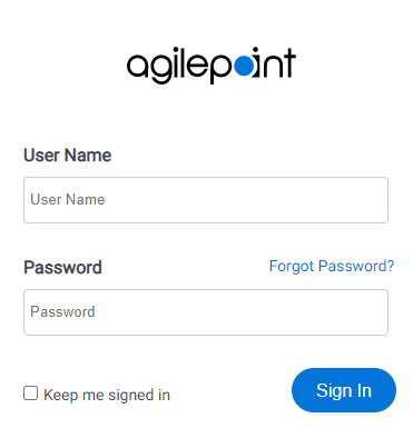 AgilePoint Login screen