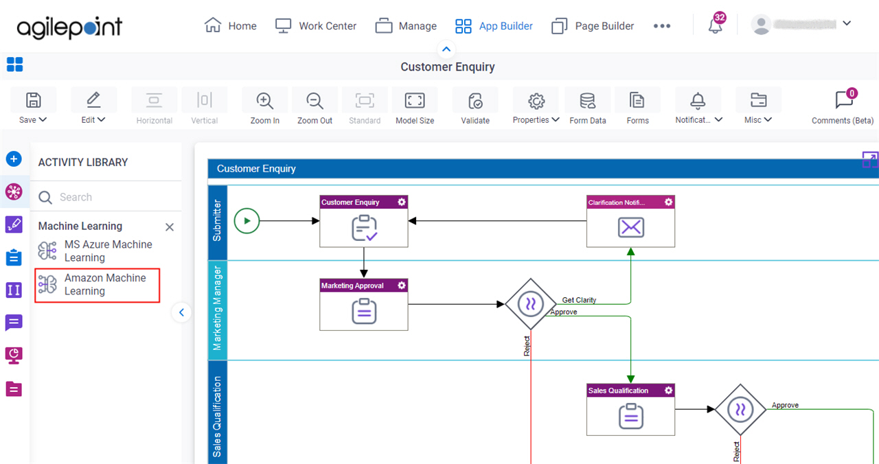 Process Activities for Amazon Machine Learning