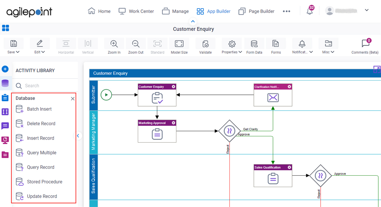 Process Activities for Database