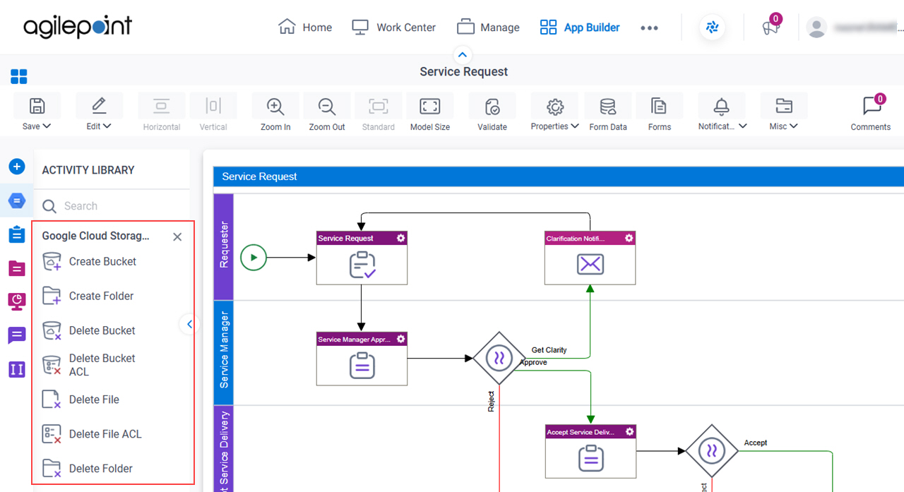 Process Activities for Google Cloud Storage