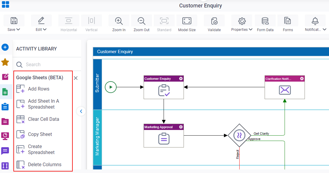 Process Activities for Google Sheets