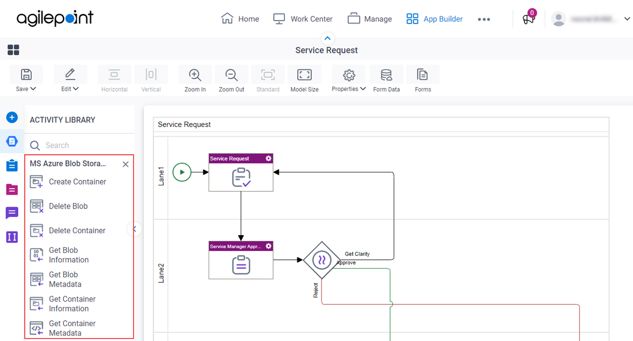 Process Activities for MS Azure Blob Storage