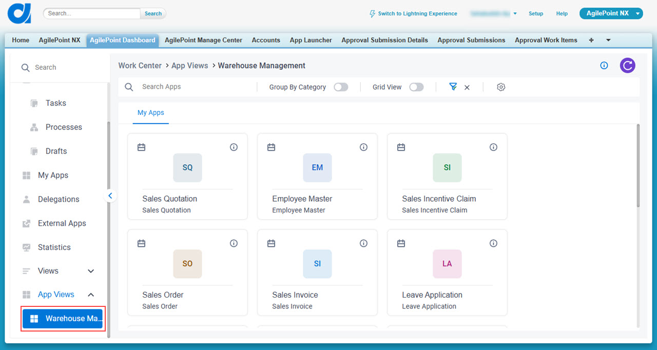 Click Custom App View
